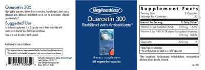 Photo of the Allergy Research Group Quercetin 300 label