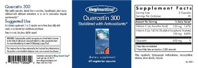 Photo of the Allergy Research Group Quercetin 300 label