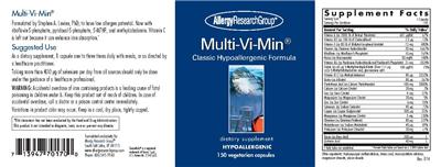 Photo of the Allergy Research Group Multi-Vi-Min label