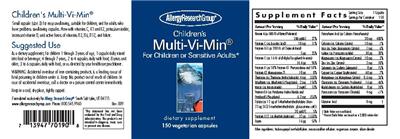 Photo of the Allergy Research Group Children's Multi-Vi-Min label