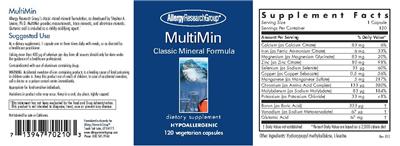 Photo of the Allergy Research Group MultiMin label