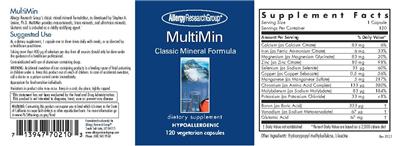 Photo of the Allergy Research Group MultiMin label
