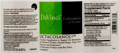 Photo of the DaVinci Laboratories Of Vermont Octacosanol+ label