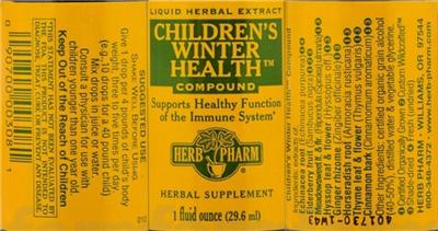 Photo of the Herb Pharm Children's Winter Health Compound label