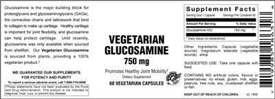 Photo of the Vitamer Laboratories Vegetarian Glucosamine 750 mg label