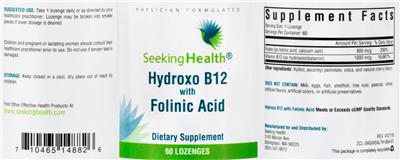Photo of the Seeking Health Hydroxo B12 with Folinic Acid label