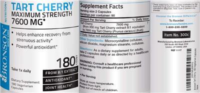 Photo of the Bronson Tart Cherry Maximum Strength 7600 mg label