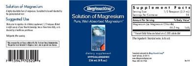 Photo of the Allergy Research Group Solution of Magnesium label