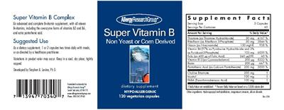 Photo of the Allergy Research Group Super Vitamin B Complex label