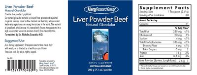Photo of the Allergy Research Group Liver Powder Beef Natural Glandular label