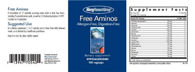 Photo of the Allergy Research Group Free Aminos label