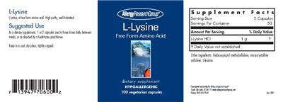 Photo of the Allergy Research Group L-Lysine label