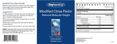 Photo of the Allergy Research Group Modified Citrus Pectin label