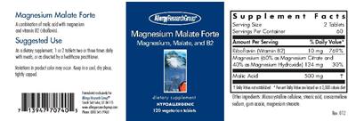 Photo of the Allergy Research Group Magnesium Malate Forte label