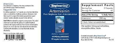 Photo of the Allergy Research Group Artemisinin label