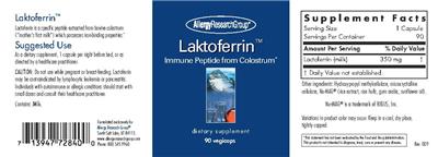 Photo of the Allergy Research Group Laktoferrin label