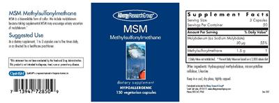 Photo of the Allergy Research Group MSM Methylsulfonylmethane label