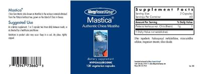 Photo of the Allergy Research Group Mastica label