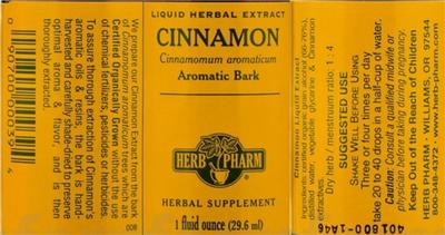 Photo of the Herb Pharm Cinnamon label