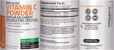 Photo of the Bronson Non-Acidic Vitamin C Powder 1000 mg label