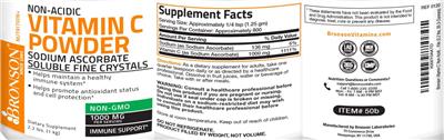 Photo of the Bronson Non-Acidic Vitamin C Powder 1000 mg label