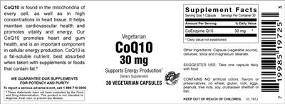 Photo of the Vitamer Laboratories Vegetarian CoQ10 30 mg label