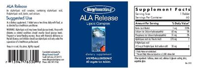 Photo of the Allergy Research Group ALA Release label