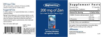 Photo of the Allergy Research Group 200 mg of Zen label