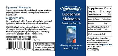 Photo of the Allergy Research Group Liposomal Melatonin label