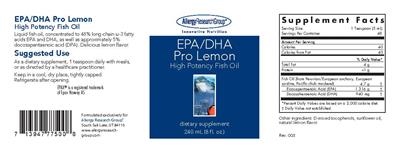 Photo of the Allergy Research Group EPA/DHA Pro Lemon label
