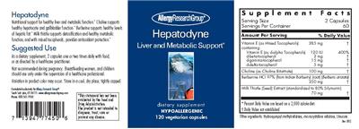 Photo of the Allergy Research Group Hepatodyne label
