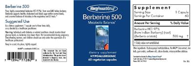Photo of the Allergy Research Group Berberine 500 label