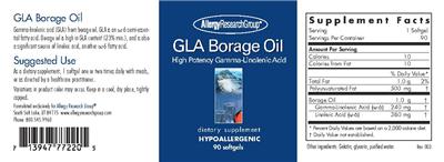 Photo of the Allergy Research Group GLA Borage Oil label
