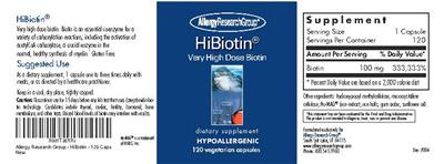 Photo of the Allergy Research Group HiBiotin label