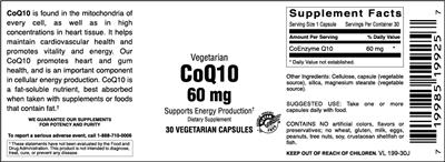 Photo of the Vitamer Laboratories Vegetarian CoQ10 60 mg label