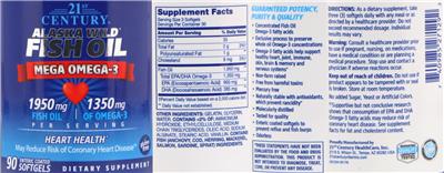 Photo of the 21st Century Alaska Wild Fish Oil Mega Omega-3 label