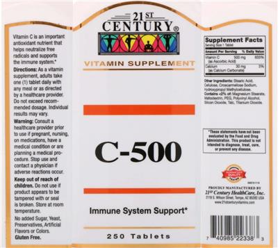 Photo of the 21st Century C 500 label