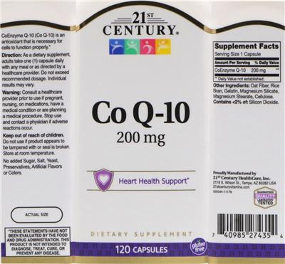 Photo of the 21st Century Co Q-10 200 mg label