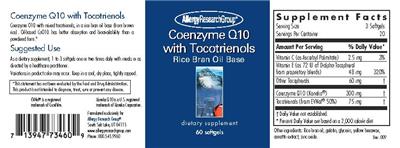Photo of the Allergy Research Group Coenzyme Q10 with Tocotrienols label