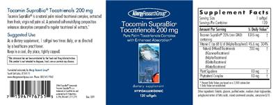 Photo of the Allergy Research Group Tocomin SupraBio Tocotrienols 200 mg label