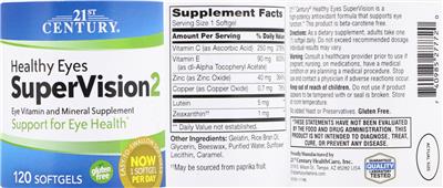 Photo of the 21st Century Healthy Eyes SuperVision2 label