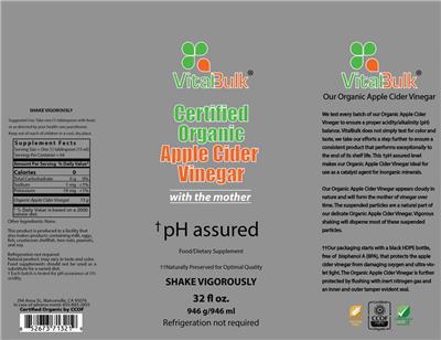 Photo of the VitalBulk Certified Organic Apple Cider Vinegar label