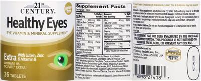 Photo of the 21st Century Healthy Eyes Extra label