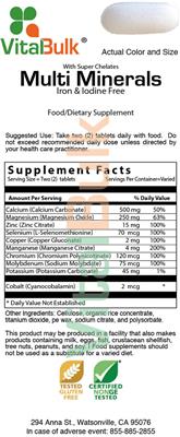 Multi Minerals with Super Chelates Iron & Iodine Free