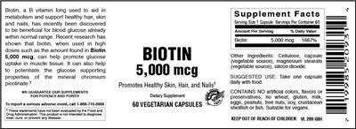 Photo of the Vitamer Laboratories Biotin 5,000 mcg label
