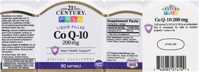 Photo of the 21st Century Co Q-10 200 mg label