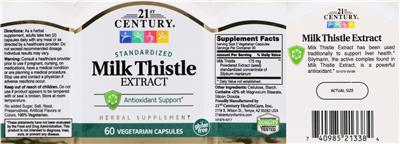 Photo of the 21st Century Milk Thistle Extract label