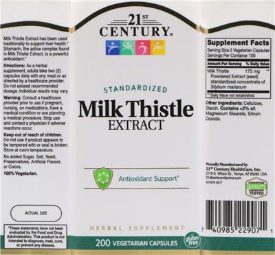 Photo of the 21st Century Milk Thistle Extract label