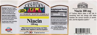 Photo of the 21st Century Niacin 100 mg label
