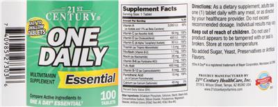 Photo of the 21st Century One Daily Essential label